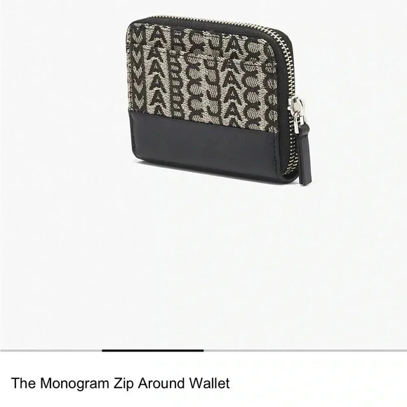 Marc Jacobs Monogram Zip Around Wallet - Black and Beige - Picture 2 of 6
